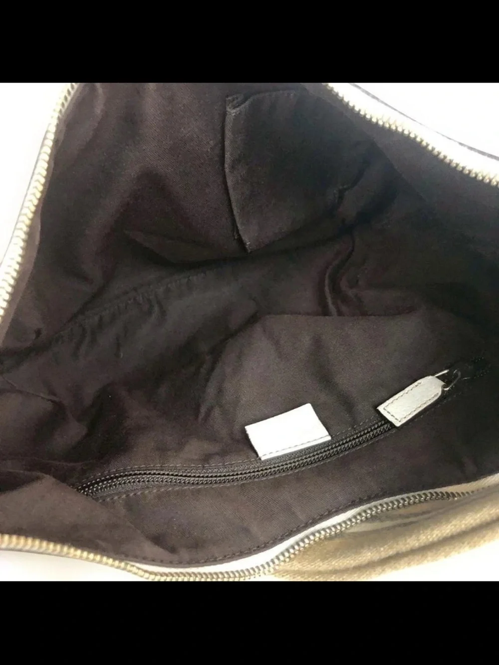 Gucci Beige Monogram Shoulder Bag with Striped Canvas Strap